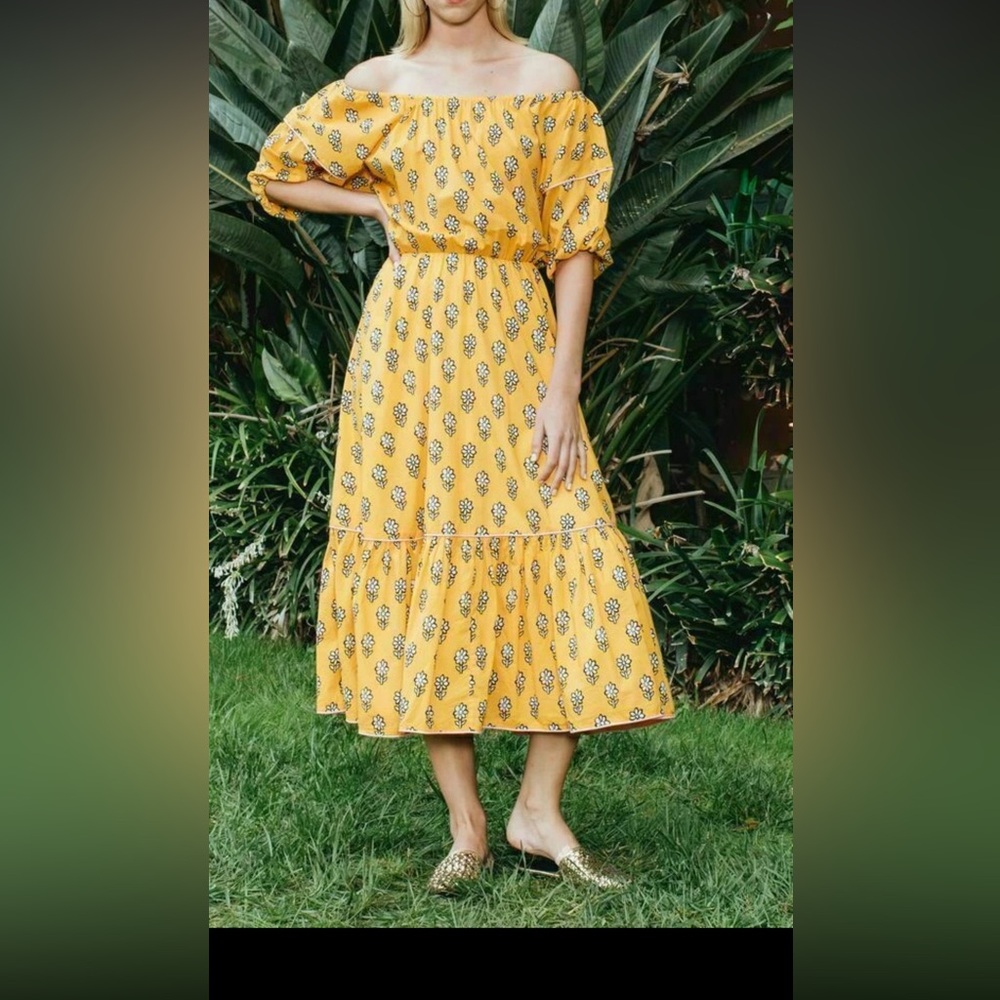 RHODE Frida off the shoulder FLORAL dress medium